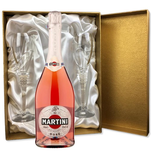 Martini Sparkling Rose 75cl in Gold Luxury Presentation Set With Flutes